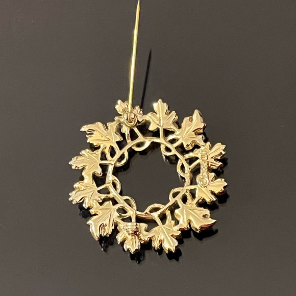 Vintage Sarah Coventry Leaf Pin Silver Gold Tone Retro Modern Fall Wreath Brooch - Picture 6 of 11